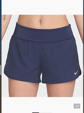 NWT Nike Dark Blue swim Sports Shorts w back zip pocket